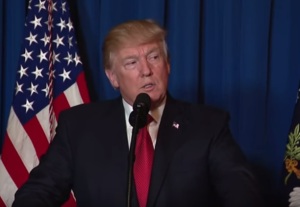 הנשיא טראמפ בנאומו אודות התקיפה האמריקנית בסוריה, (מקור: Youtube).